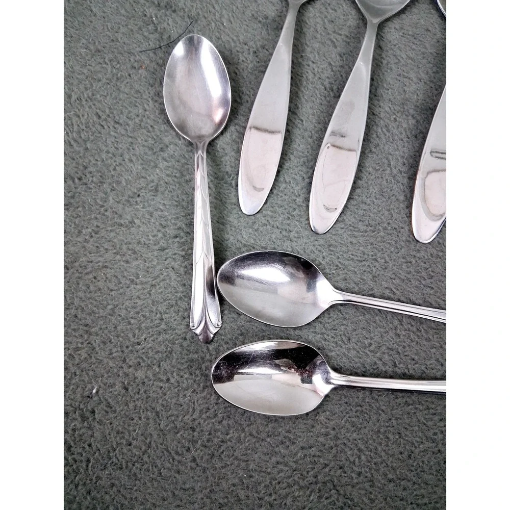 Assorted Lot Serving Spoons 10pc Oneida Vintage Solex‎ Inox Cottagecore Floral